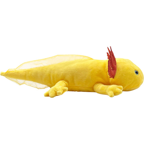 Axolotl Kuscheltier gelb mit blauen Augen