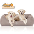 Knuffelwuff orthopädisches Hundebett Leon Velour Beige & Grau