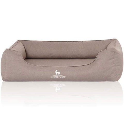 Knuffelwuff orthopädisches Hundebett Leon Velour Beige & Grau