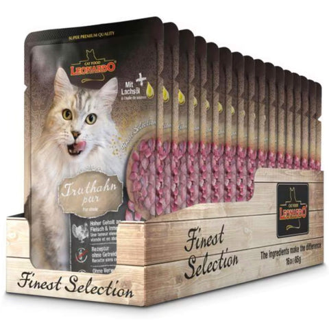 Leonardo Cat Food Katzen Nassfutter Truthahn Pur 16 x 85 g