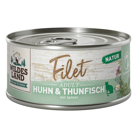 Wildes Land Katzensnack Filet Huhn & Thunfisch 12 x 80 g