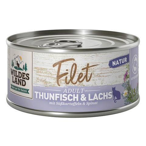 Wildes Land Katzensnack Filet Thunfisch & Lachs 12 x 80 g